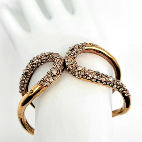 Alexis Bittar Clear Diamond Swarovski Crystal and Silver Studded Rose Gold Cuff - Picture 8 of 13